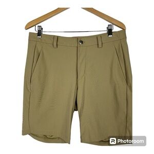 Lululemon Shorts Tan 9 inch Inseam Flat Front EUC Sz 34